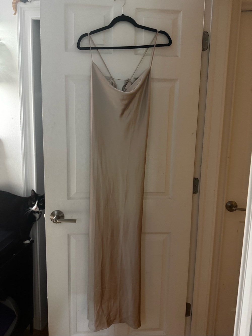 Old Navy Satin Slip Maxi Dress in Champagne Beige